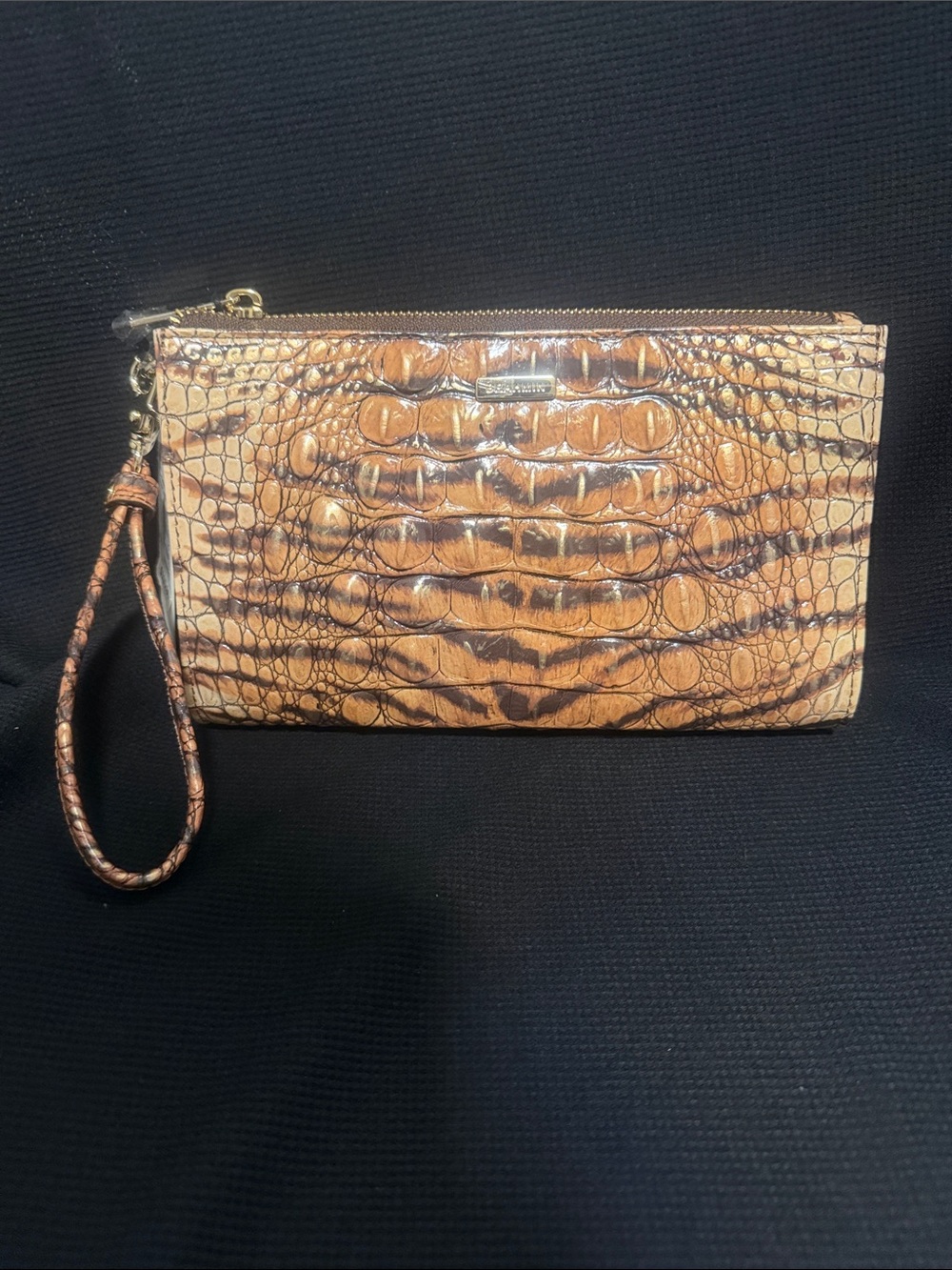 Croc-Embossed Wristlet Clutch in Tan - New with tag